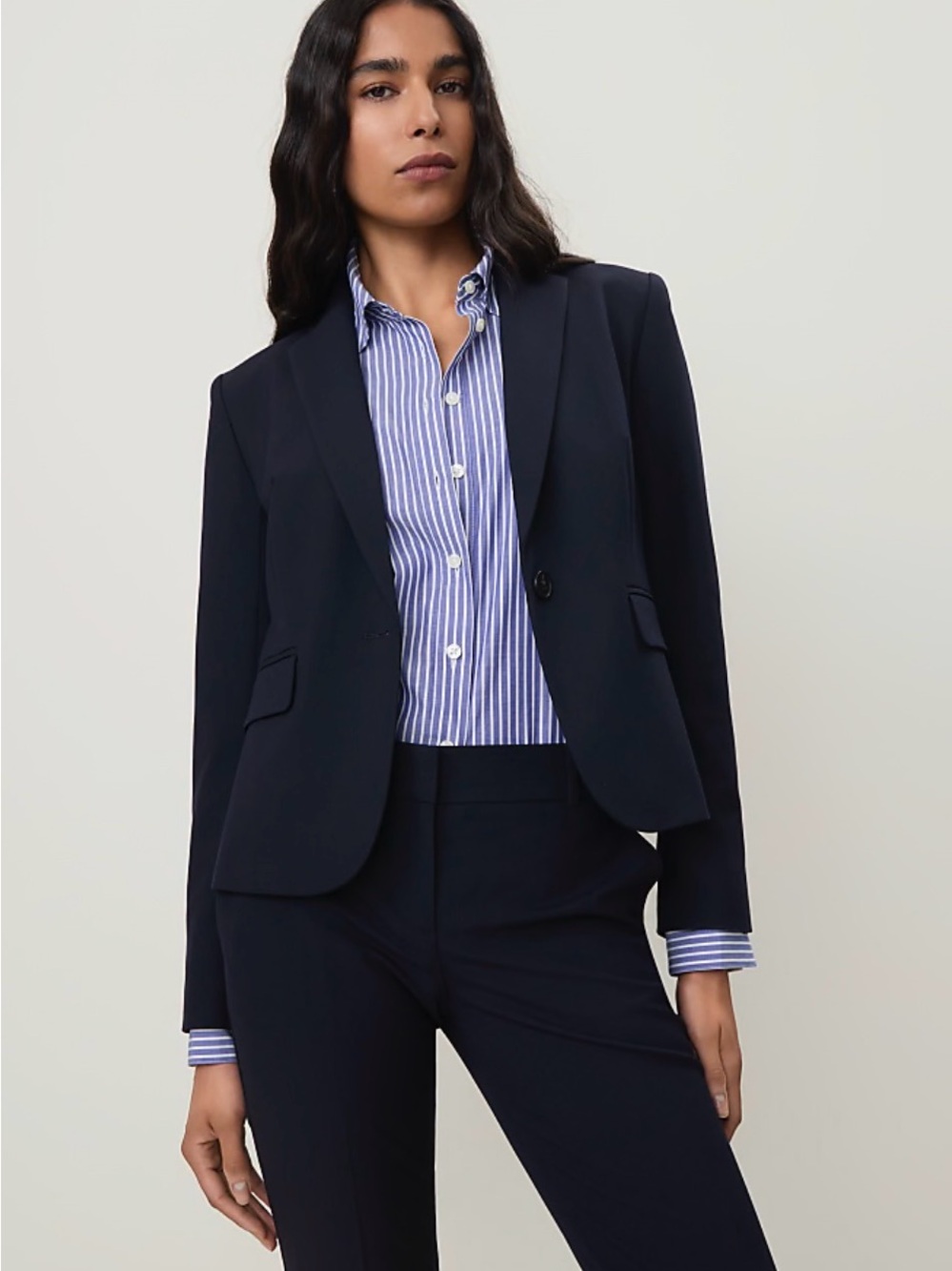 Ann Taylor Petite Women's Navy Single-Button Blazer